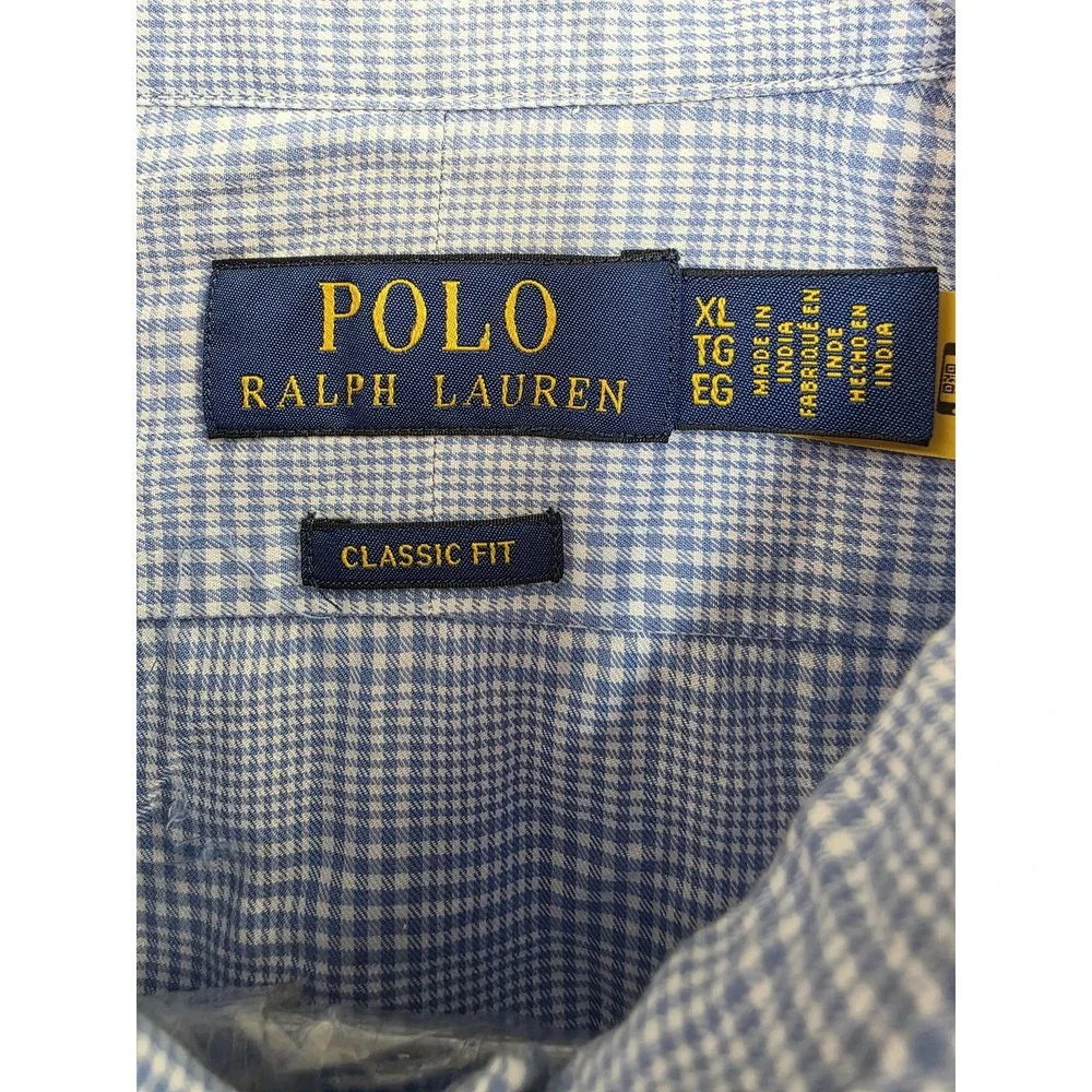 Polo Ralph Lauren Shirt Mens‎ XL Blue Classic Fit Check Button Down Cotton